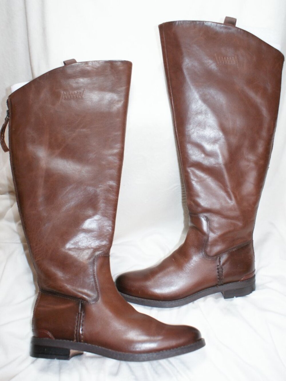 Franco Sarto Cognac Brown Wide Calf Leather Riding Boots - 8 - BRAND NEW